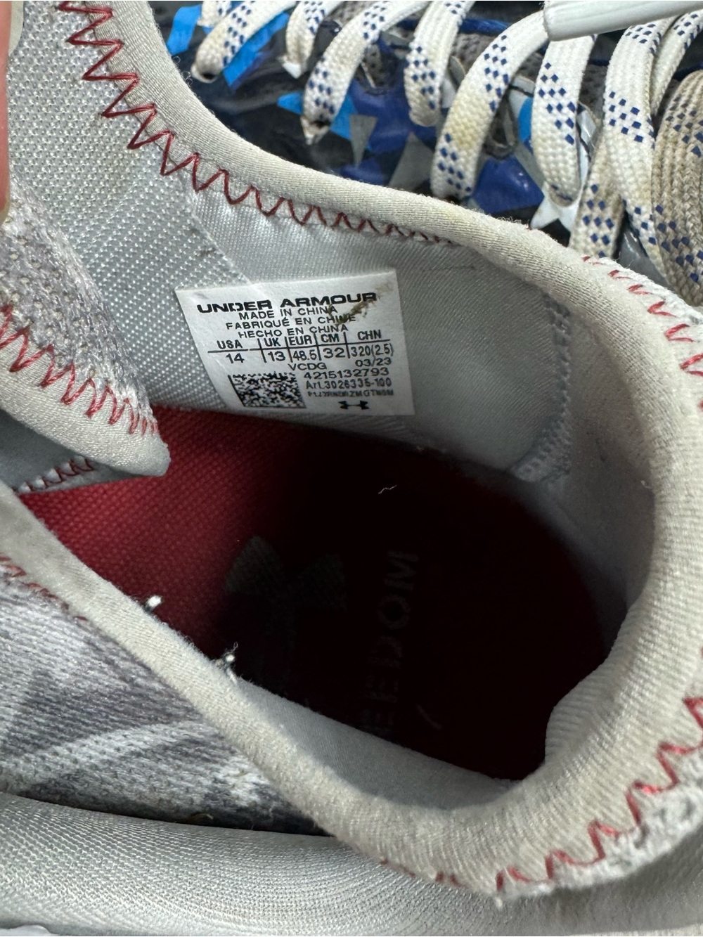 Under Armour Spotlight Clone MC LE USA Patriotic Camo Football Cleats Sz 14 - Picture 9 of 9
